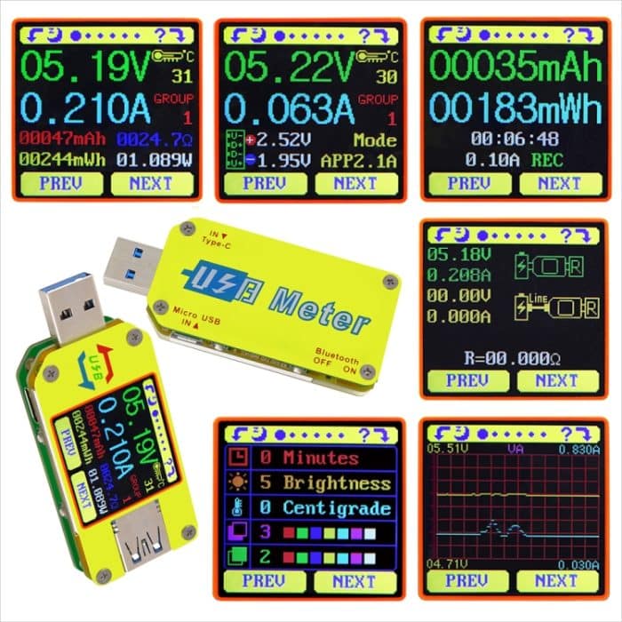USB 3.0-Farbdisplay-Bildschirmtester, Spannungs-Strom-Messung, Typ-C-Messgerät, unterstützt Android-App, UM34 without Bluetooth, UM34C with Bluetooth – Bild 5