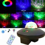 LED-Wasserwellen-Laser-Sternenhimmel-Projektor-Licht, USB-Fernbedienung, Bluetooth, Sprachsteuerung, Laserlicht, rotierendes magisches Kugellicht