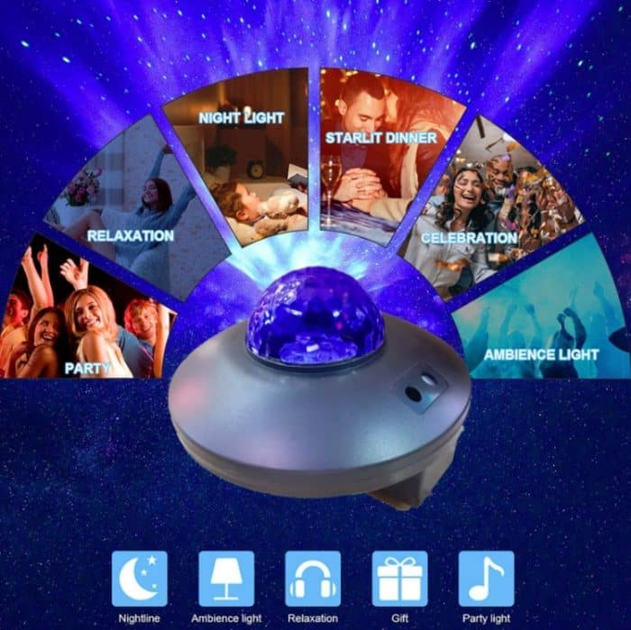 LED-Wasserwellen-Laser-Sternenhimmel-Projektor-Licht, USB-Fernbedienung, Bluetooth, Sprachsteuerung, Laserlicht, rotierendes magisches Kugellicht – Bild 7
