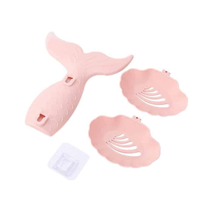 Stanzfreie Doppelschicht-Seifenbox für das Badezimmer, ohne Spuren, Wandbehang, Abfluss-Seifenhalter, zufällige Farblieferung – Bild 3