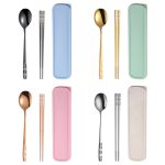 Tragbares Geschirrset aus Edelstahl für Studenten und Büroangestellte, 2 PCS / Set Silver, 3 PCS / Set Silver, 2 PCS / Set Gold, 3 PCS / Set Gold, 2 PCS / Set Rose Gold, 3 PCS / Set Rose Gold, 2 PCS / Set Black, 3 PCS / Set Black – Bild 2
