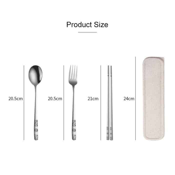 Tragbares Geschirrset aus Edelstahl für Studenten und Büroangestellte, 2 PCS / Set Silver, 3 PCS / Set Silver, 2 PCS / Set Gold, 3 PCS / Set Gold, 2 PCS / Set Rose Gold, 3 PCS / Set Rose Gold, 2 PCS / Set Black, 3 PCS / Set Black – Bild 4