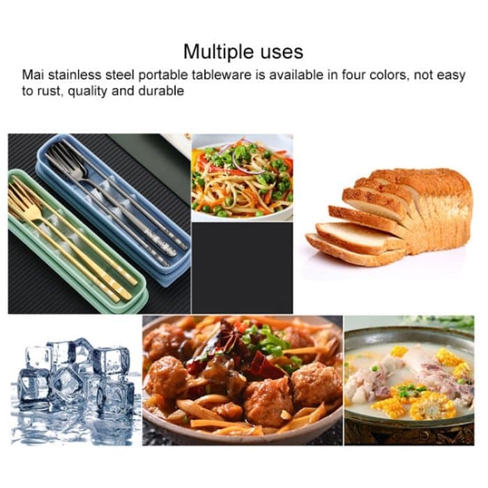 Tragbares Geschirrset aus Edelstahl für Studenten und Büroangestellte, 2 PCS / Set Silver, 3 PCS / Set Silver, 2 PCS / Set Gold, 3 PCS / Set Gold, 2 PCS / Set Rose Gold, 3 PCS / Set Rose Gold, 2 PCS / Set Black, 3 PCS / Set Black – Bild 10