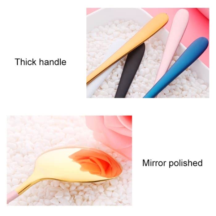 Einfacher Reislöffel aus Edelstahl mit Titanbeschichtung, Gold Black, Gold  Blue, Gold  Pink, Silver  Blue, Silver Pink, Silver Black – Bild 3