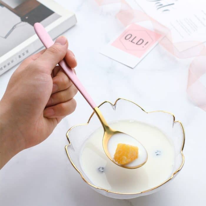 Einfacher Reislöffel aus Edelstahl mit Titanbeschichtung, Gold Black, Gold  Blue, Gold  Pink, Silver  Blue, Silver Pink, Silver Black – Bild 7