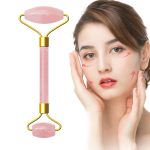 Doppel Kopf Massage Roller Natürliche Rose Kristall Quarz Jade Stein Anti Cellulite Falten Gesichts Körper Schönheit Gesundheit Werkzeug