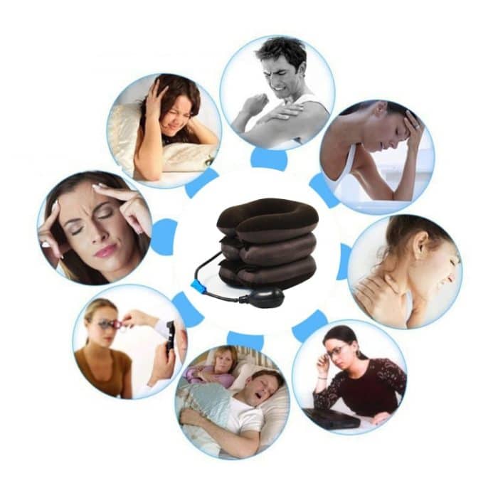 Aufblasbares Luft-Hals-Nacken-Traktionsgerät, weicher Kopf, Rücken, Schulter, Nackenschmerzen, Massagegerät, Kopfschmerzen, Schmerzen lindern, Entspannungsklammer, Half Cashmere (Coffee) – Bild 8