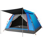 Outdoor 3-4 Personen Strandverdickung Regensicher Automatische Geschwindigkeit Öffnen Vierseitiges Campingzelt, Automatic Vinyl, Upgraded Large Vinyl