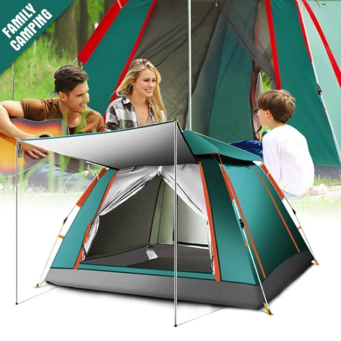 Outdoor 3-4 Personen Strandverdickung Regensicher Automatische Geschwindigkeit Öffnen Vierseitiges Campingzelt, Automatic Vinyl, Upgraded Large Vinyl – Bild 9
