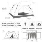 Outdoor 3-4 Personen Strandverdickung Regensicher Automatische Geschwindigkeit Öffnen Vierseitiges Campingzelt, Automatic Vinyl, Upgraded Large Vinyl – Bild 10