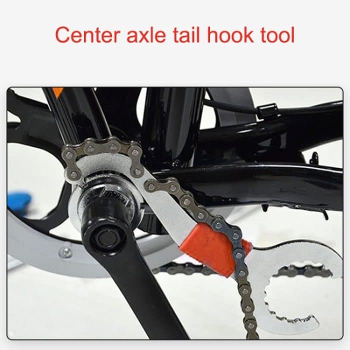2 Stücke Drei-in-Ein-in-Ein-Fahrrad-integrierter unterer Wellen-Schwungrad-festes Schraubenschlüssel-Heckhaken-Werkzeug – Bild 8
