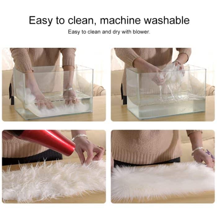 Luxuriöser, rechteckiger, quadratischer, weicher, künstlicher Wolle-Schaffell-Flauschteppich, 80x180cm, 45x45cm – Bild 5