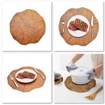 2 PCS Holz Tischsets Tischgeschirr Pad Lotus Form Teetasse Schüssel Dekoration – Bild 5
