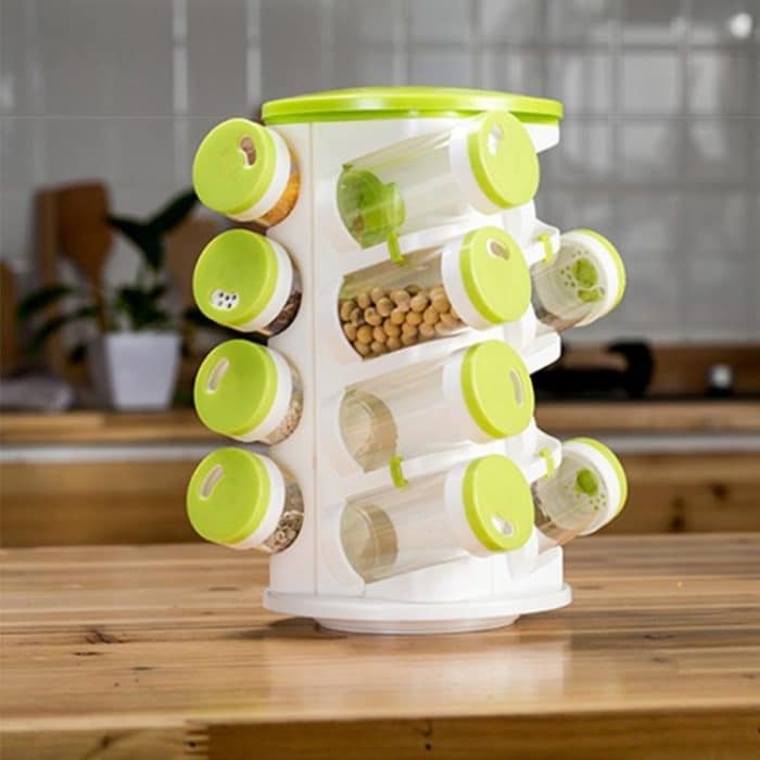 TBD01992427.jpg 16 teile/satz Gewürzdosen Pfeffer Salz Menage Plastikflasche Küche Gewürzglas Pfefferstreuer Box Gewürzregal Set – Bild 1