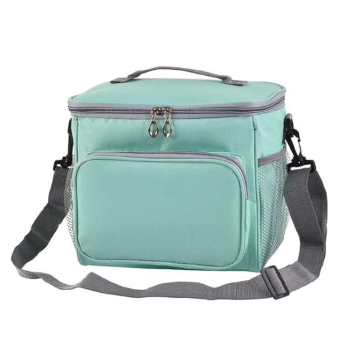 Tragbarer Eisbeutel aus Oxford-Stoff, tragbare, umgehängte Lunchbox, isolierte Lunchtasche, Blue, Black, Black Bag Blue Zipper, Black Bag Red Zipper – Bild 5