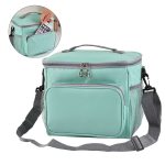 Tragbarer Eisbeutel aus Oxford-Stoff, tragbare, umgehängte Lunchbox, isolierte Lunchtasche, Blue, Black, Black Bag Blue Zipper, Black Bag Red Zipper – Bild 7