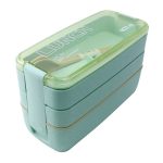 900 ml 3 Schichten Bento Box Lunchbox Lebensmittelbehälter Weizenstrohmaterial mikrowellengeeignetes Geschirr Lunchbox
