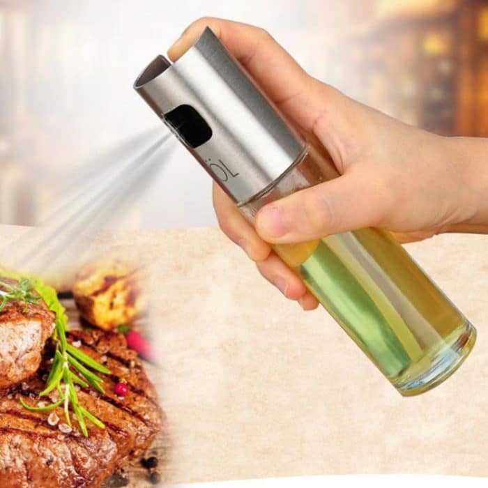 2 Stück Edelstahl-Glas-Oliven-Pump-Sprühflasche, Öl-Sauce-Essig-Flasche, Ölspender – Bild 3