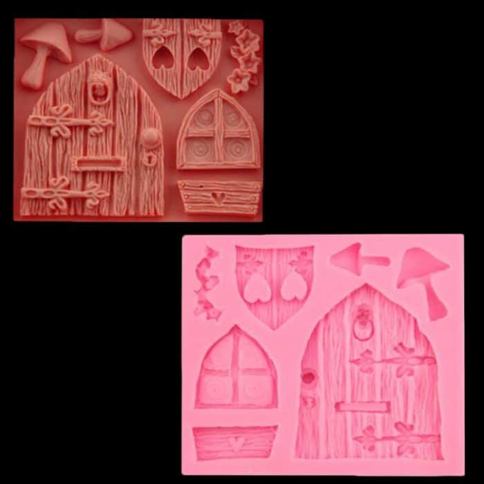 2 PCS Cartoon House Holzfensterform Silikon Candy Mold Märchenkuchen Dekorationswerkzeug – Bild 1