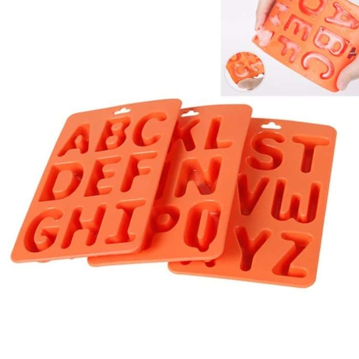 A-Z 3-in-1-Buchstaben-Eiswürfel-Eisbox-Silikon-Eiswürfelschalen-Set, 3 in 1 LetterShalpe(Yellow), 3 in 1 LetterShalpe(Orange) – Bild 1
