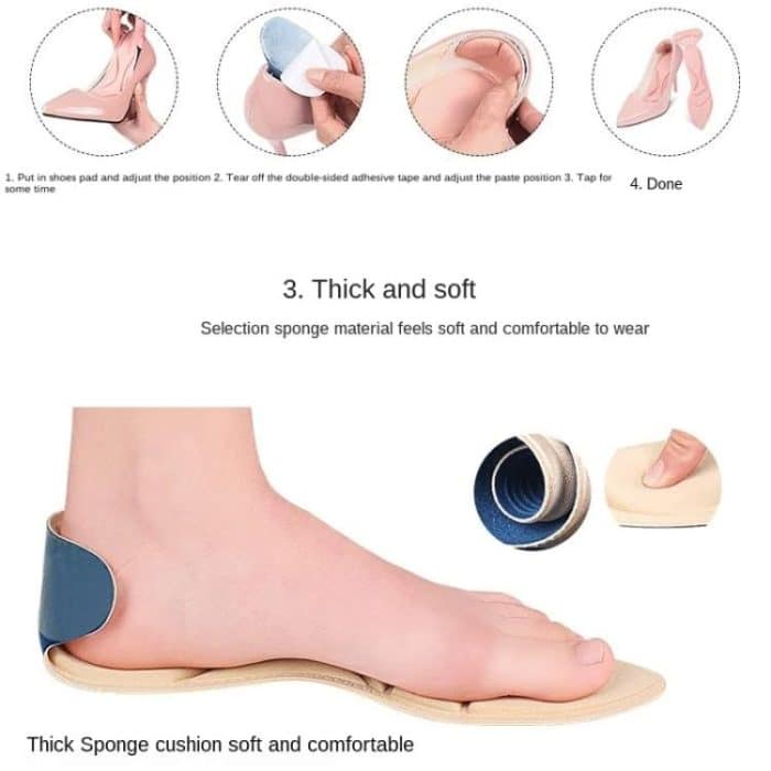 2 Paar 8D-Pad-Einsätze, Fersenstütze, atmungsaktiv, rutschfest, für Schuheinlagen mit hohen Absätzen – Bild 5