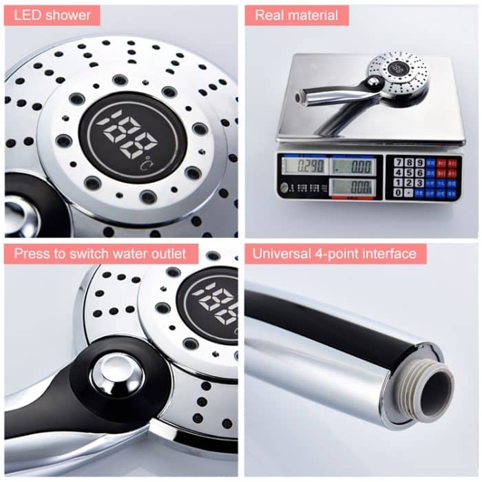 Handheld Digital Display Badezimmer Temperaturregelung Duschkopf – Bild 5