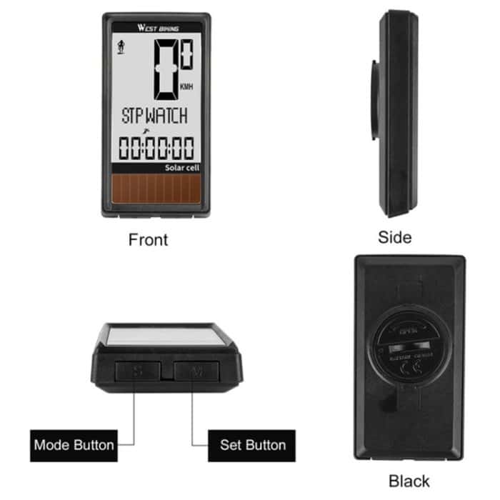 WEST BIKING Wireless Solar Code Tisch Mountain Rennrad Große Zeichen Code Tabelle Fünf Sprachen Wasserdichter Tachometer – Bild 12