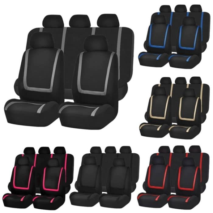 Universeller Autositzbezug aus Polyestergewebe, Autositzbezüge, Autositzbezug, Fahrzeugsitzschutz, Innenzubehör, 4pcs Set Black, 4pcs Set Red, 4pcs Set Beige, 4pcs Set Gray, 4pcs Set Blue, 4pcs Set Pink, 9pcs Set Black, 9pcs Set Red, 9pcs Set Beige... – Bild 3