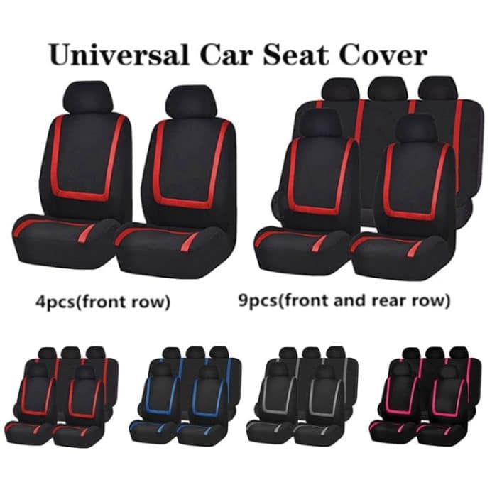 Universeller Autositzbezug aus Polyestergewebe, Autositzbezüge, Autositzbezug, Fahrzeugsitzschutz, Innenzubehör, 4pcs Set Black, 4pcs Set Red, 4pcs Set Beige, 4pcs Set Gray, 4pcs Set Blue, 4pcs Set Pink, 9pcs Set Black, 9pcs Set Red, 9pcs Set Beige... – Bild 4