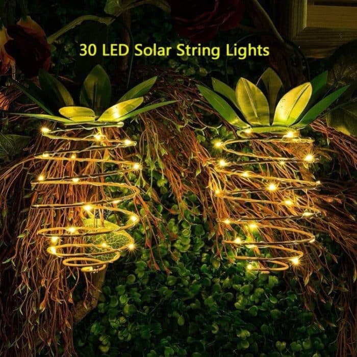30 LEDs Outdoor Eisen Ananas Schnur Solar Laterne Teleskop Kronleuchter Moderne Veranda Licht – Bild 6