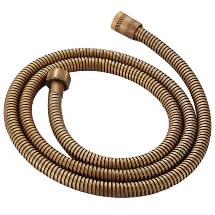 Antiker Messing-Badezimmer-Wannenhahn zur Wandmontage, zwei Keramikgriffe, Handbrause im Telefonstil, Blue and White Telephone Shower, Telephone Shower + Fixed Seat, Telephone Shower + Blue and White Fixed Seat – Bild 3