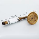 Antiker Messing-Badezimmer-Wannenhahn zur Wandmontage, zwei Keramikgriffe, Handbrause im Telefonstil, Blue and White Telephone Shower, Telephone Shower + Fixed Seat, Telephone Shower + Blue and White Fixed Seat – Bild 10