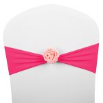Stuhlschärpen, Schleifen, Dekor, elastische Spandex-Stuhlschärpe mit rosa Blume, Stretch-Stuhlband, Hochzeitsdekoration