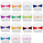 Stuhlschärpen, Schleifen, Dekor, elastische Spandex-Stuhlschärpe mit rosa Blume, Stretch-Stuhlband, Hochzeitsdekoration – Bild 2