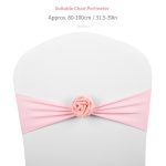 Stuhlschärpen, Schleifen, Dekor, elastische Spandex-Stuhlschärpe mit rosa Blume, Stretch-Stuhlband, Hochzeitsdekoration – Bild 3
