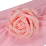 Stuhlschärpen, Schleifen, Dekor, elastische Spandex-Stuhlschärpe mit rosa Blume, Stretch-Stuhlband, Hochzeitsdekoration – Bild 5