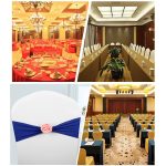 Stuhlschärpen, Schleifen, Dekor, elastische Spandex-Stuhlschärpe mit rosa Blume, Stretch-Stuhlband, Hochzeitsdekoration – Bild 7