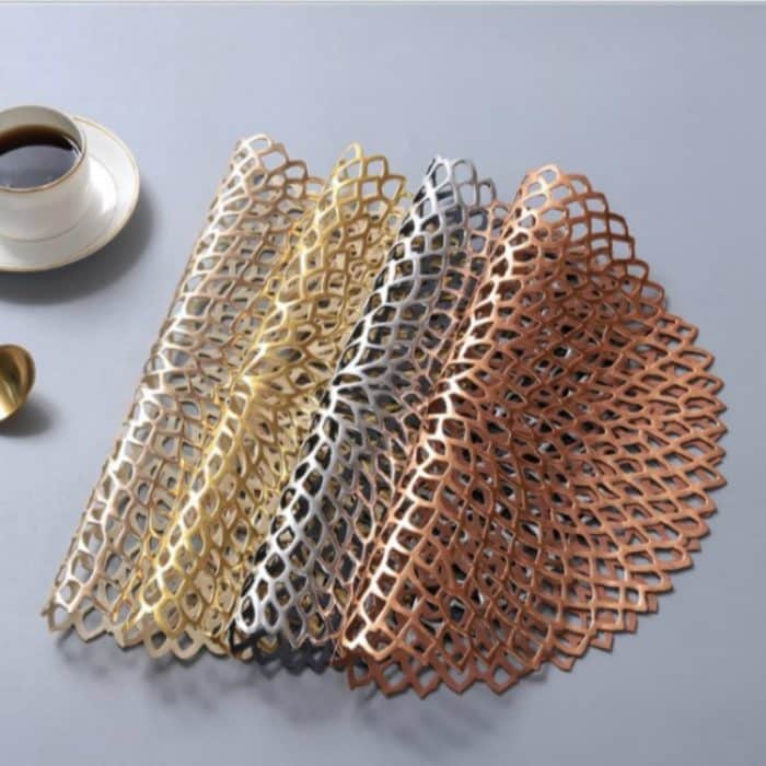 2 PCS Tisch Schüssel Matten Wohnkultur Tischset Für Esstisch PVC Kunststoff Hohl Isolierung Runde Barock Mittelmeer Coaster Pads – Bild 4