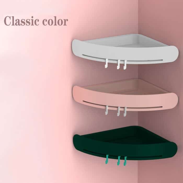 Badezimmer-Badregal, wandmontierter, stanzfreier dreieckiger Aufbewahrungskorb aus Kunststoff – Bild 7