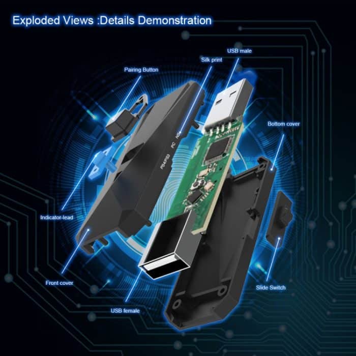 JYS-P4135 Wired + Wireless Bluetooth Gamepad Converter Adapter für PS4 / PS3 / Switch / PC – Bild 6