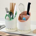 Kreative Multifunktions-Doppelablaufregal Küche Essstäbchen Aufbewahrungseimer Geschirr Aufbewahrungsbox, Pink, Coffee, Blue, Green, Light Grey, Apricot – Bild 8