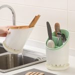 Kreative Multifunktions-Doppelablaufregal Küche Essstäbchen Aufbewahrungseimer Geschirr Aufbewahrungsbox, Pink, Coffee, Blue, Green, Light Grey, Apricot – Bild 9