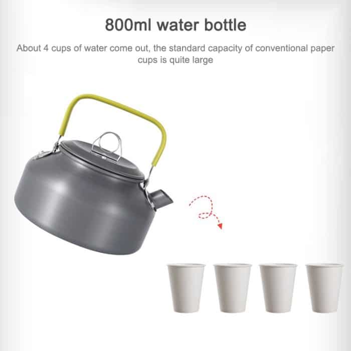 0,8 l tragbare Outdoor-Bergsteigen-Picknick-Aluminium-Teekanne, Wasserkocher, Kaffeekanne, 0.8L – Bild 8