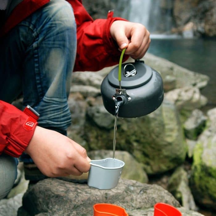 0,8 l tragbare Outdoor-Bergsteigen-Picknick-Aluminium-Teekanne, Wasserkocher, Kaffeekanne, 0.8L – Bild 9