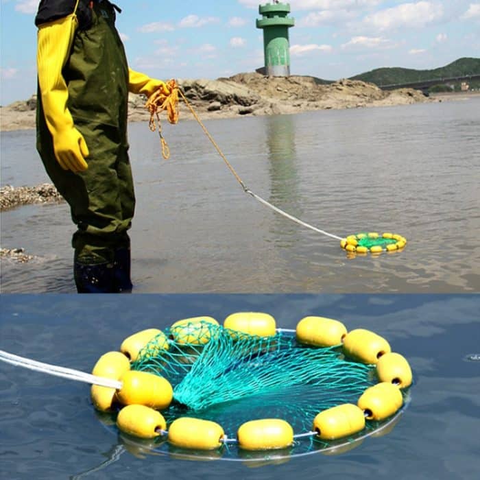 Outdoor-Bücher-Fischnetz 3-Kreis-Falten-tragbarer Fischkäfig-Multi-Float-Seefischerei-Netz – Bild 5