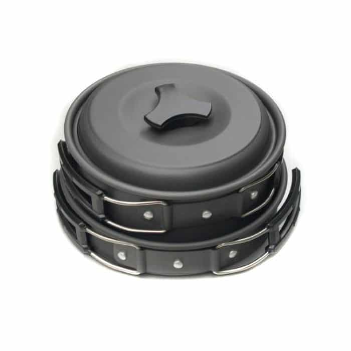 Outdoor Kochgeschirr Camping Set 1-2 Personen Kochgeschirr Hard Thick Alumina Portable Picknick BBQ Antihaft – Bild 2