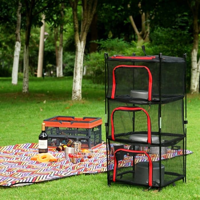 Outdoor Folding Trocknen Net Vier-Schicht Lagerung Korb Lagerung Korb Camping Trocknen Fisch Trocknen Net Rack Hängenden Korb, Four-Layer Storage Basket(Red), Four-Layer Storage Basket(Green) – Bild 9