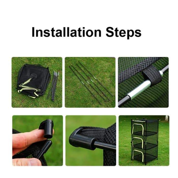 Outdoor Folding Trocknen Net Vier-Schicht Lagerung Korb Lagerung Korb Camping Trocknen Fisch Trocknen Net Rack Hängenden Korb, Four-Layer Storage Basket(Red), Four-Layer Storage Basket(Green) – Bild 5