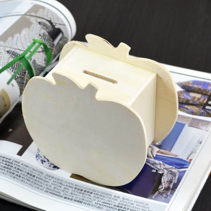 Hübsches, kreatives, handbemaltes Sparschwein aus Apfel zum Selbermachen für Kinder, 10x5.6x9.5cm – Bild 1