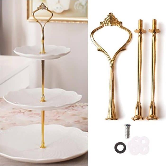 1 Set Süßigkeiten Candy Cupcake Tablett Hochzeit Party Kuchen Display Stand Zink-legierung Goldenen Ton tortenständer, Gold, Silver – Bild 1